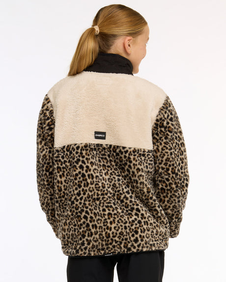Youth Sherpa Half Zip Fleece | Leopard