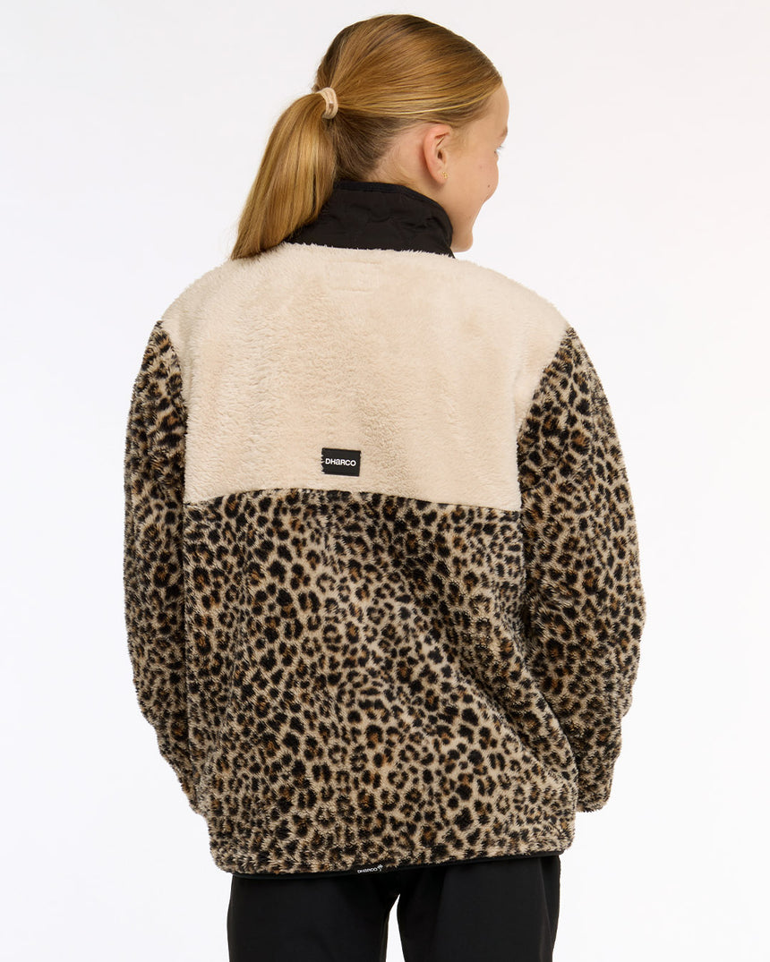 Youth Sherpa Half Zip Fleece | Leopard