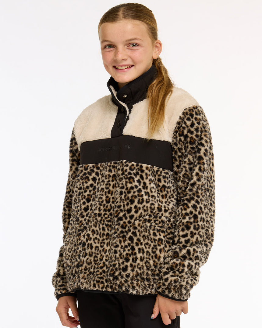 Youth Sherpa Half Zip Fleece | Leopard