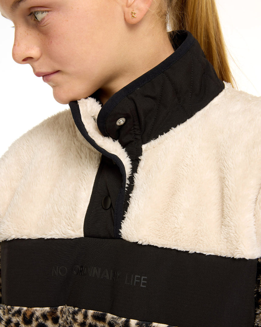 Youth Sherpa Half Zip Fleece | Leopard